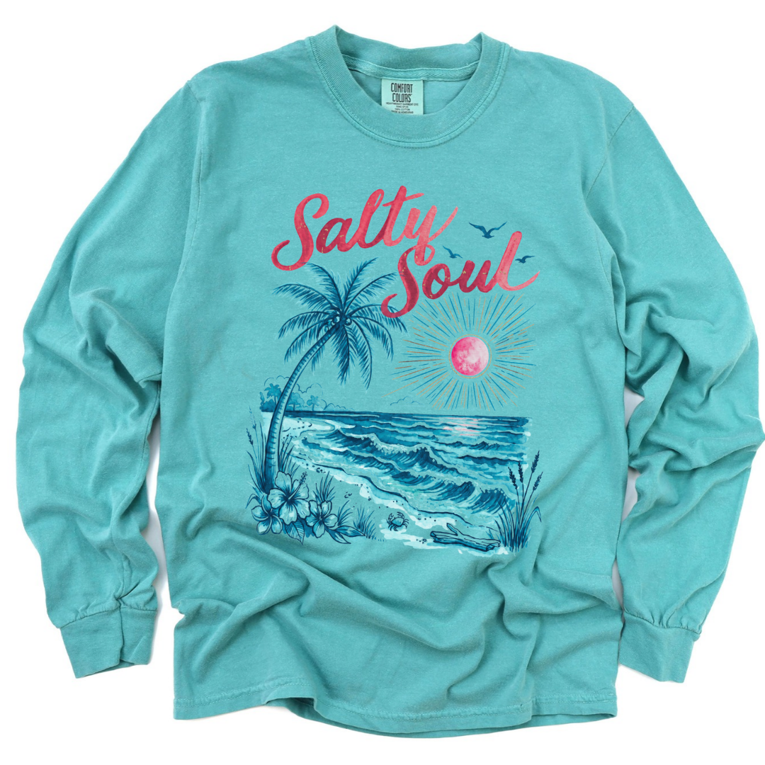 Salty Soul - Comfort Colors Long Sleeve Premium T Shirt