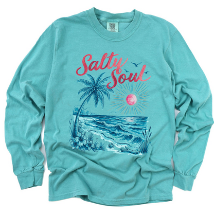Salty Soul - Comfort Colors Long Sleeve Premium T Shirt