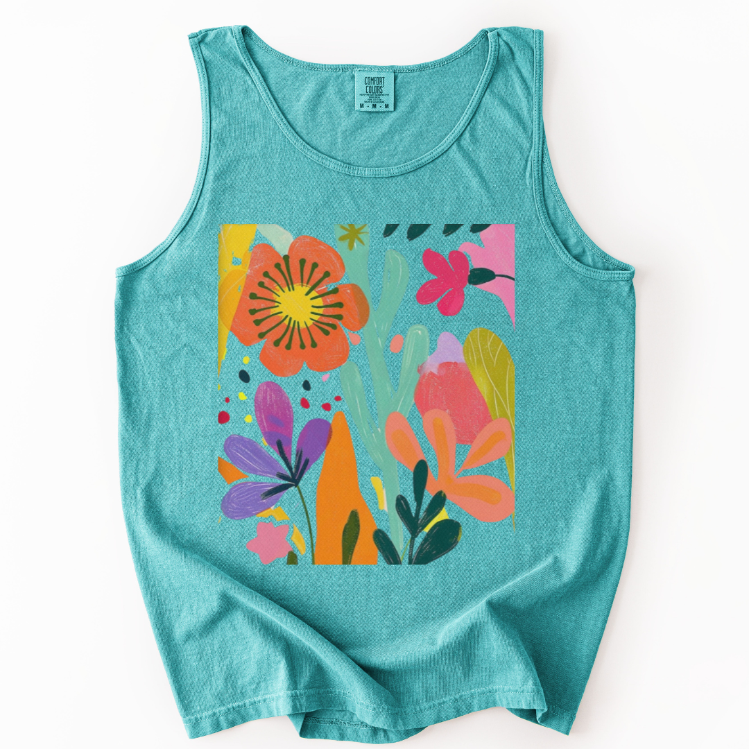 Modern Art Flower Print - Comfort Colors Premium Tank Top