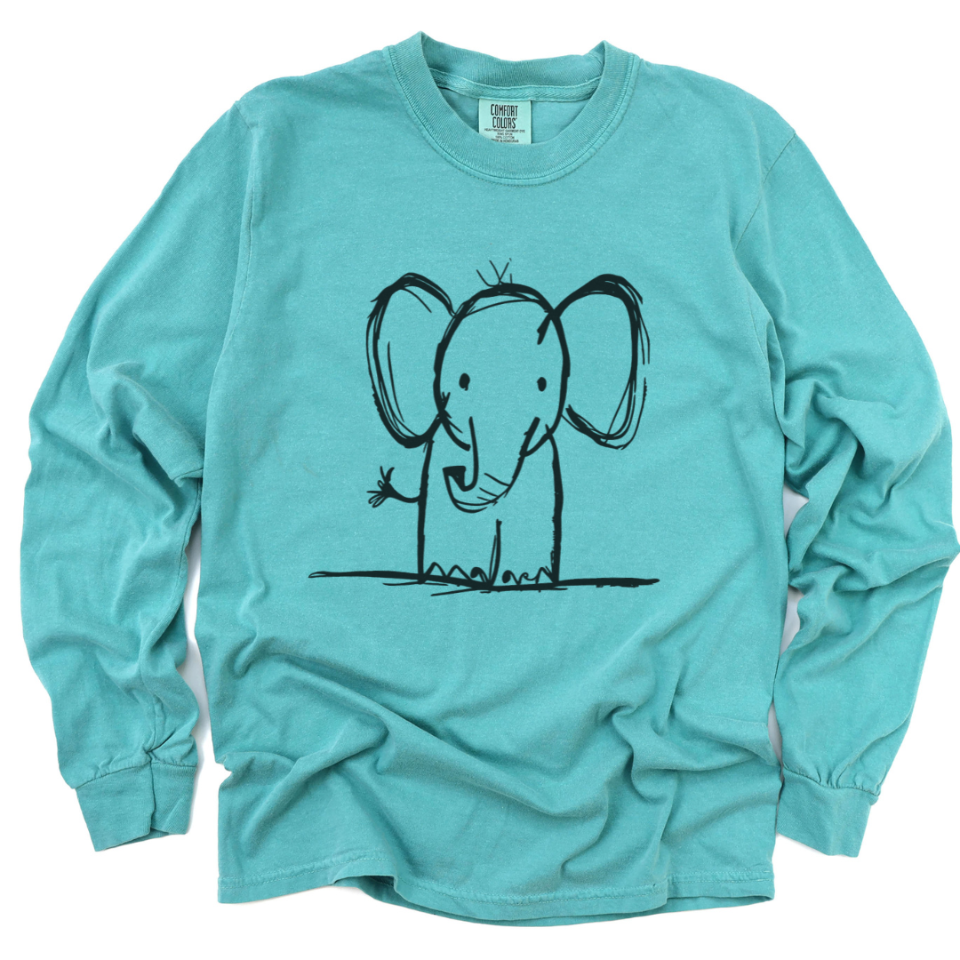 Elephant Sketch - Comfort Colors Long Sleeve Premium T Shirt