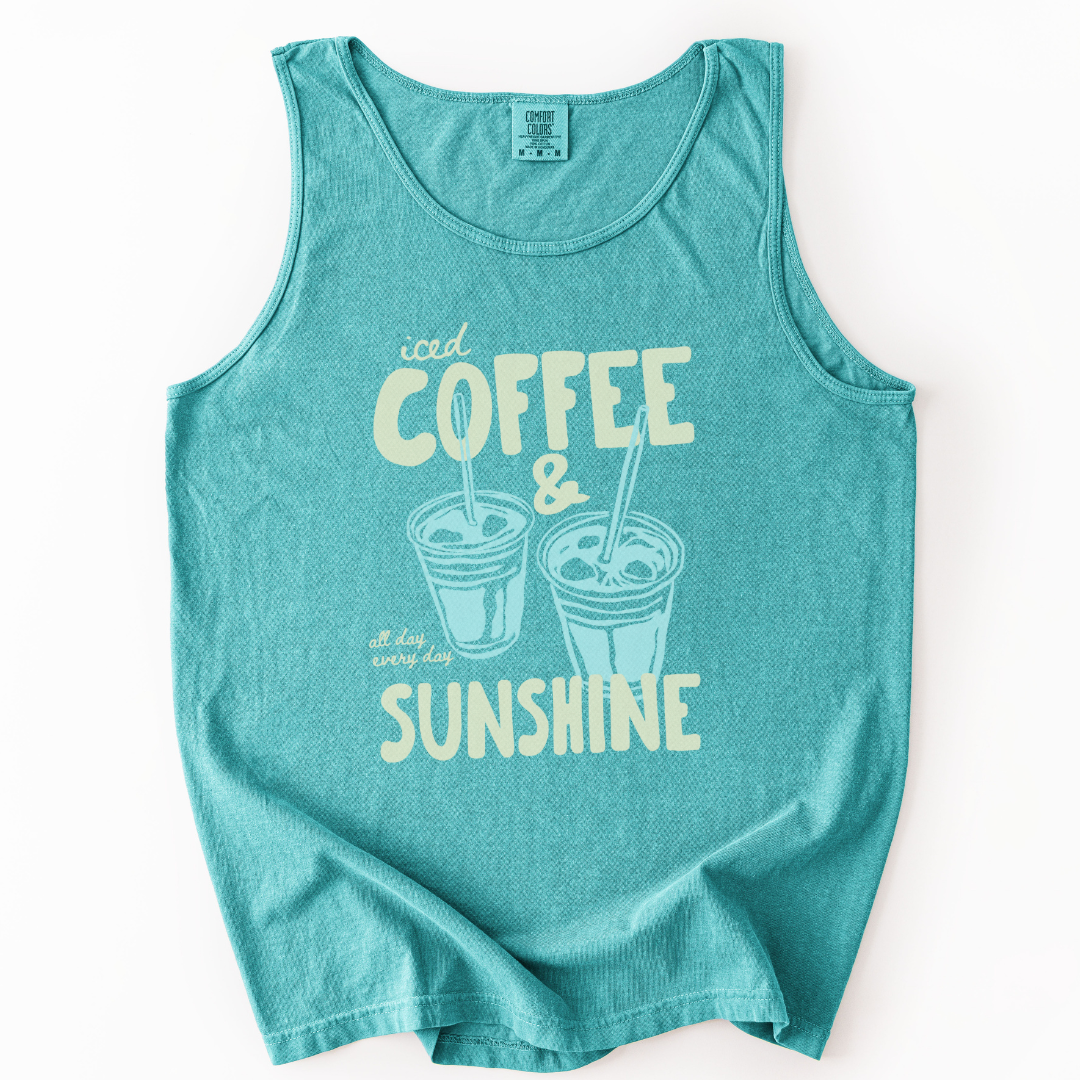 Iced Coffee & Sunshine- Comfort Colors Premium Tank Top