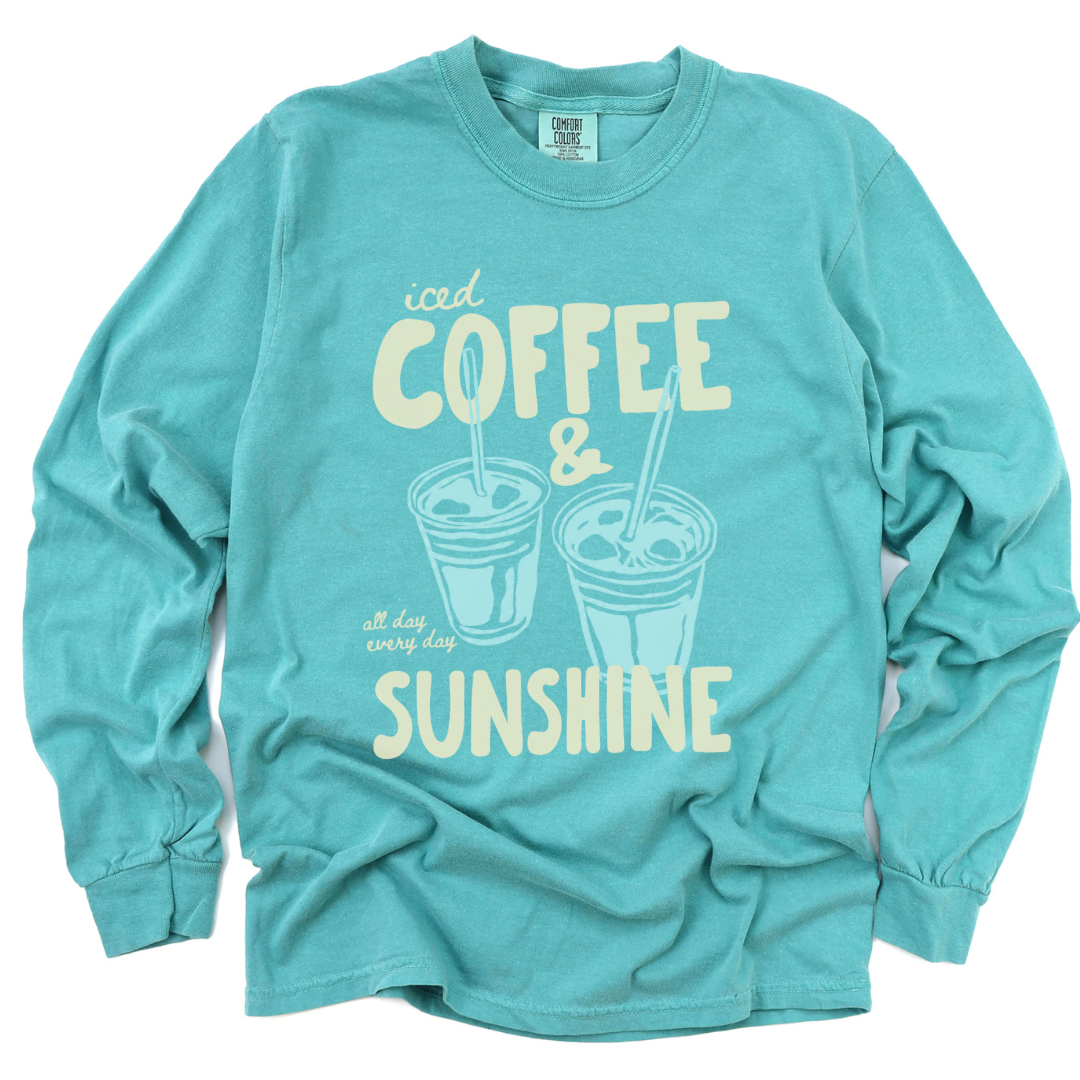 Iced Coffee & Sunshine - Comfort Colors Long Sleeve Premium T Shirt