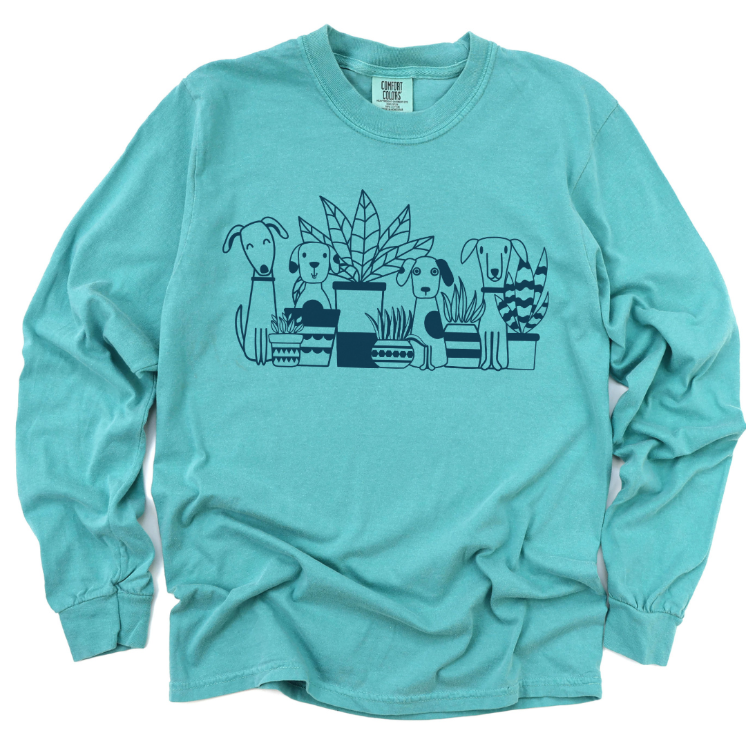 Dogs And Plants - Comfort Colors Long Sleeve Premium T Shirt