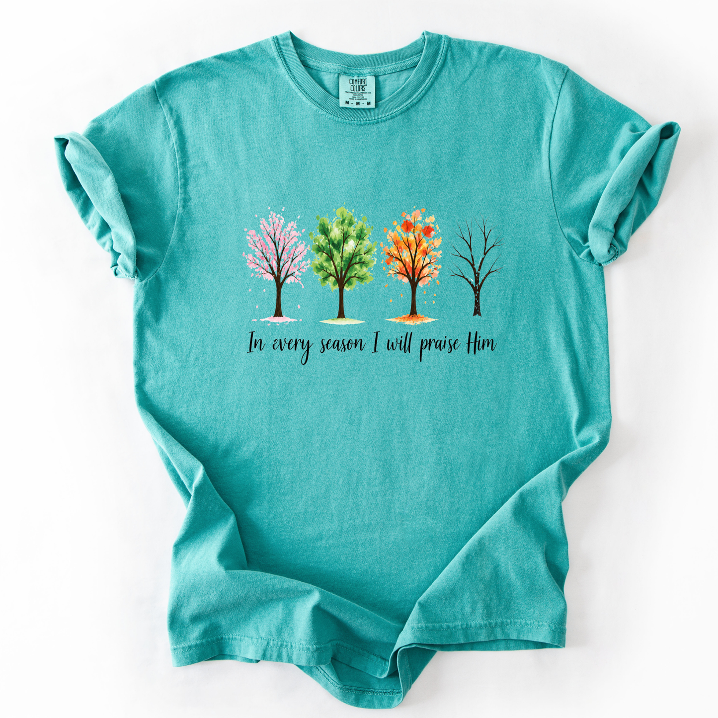 In Every Season I Will Praise Him - Comfort Colors Relaxed Fit Premium T Shirt