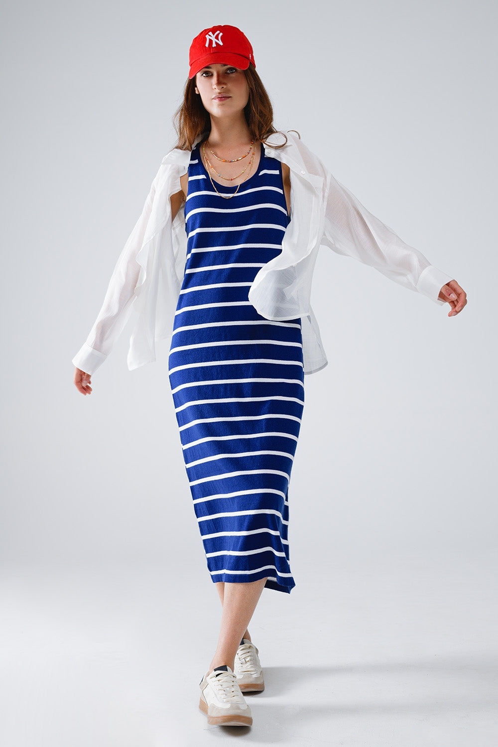 Semi Sheer White Blouse With Ruffle Detail Down the Front