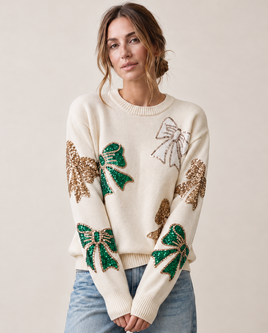 Sequins Bow Sweater