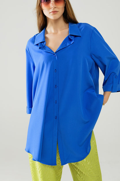 Shirt Made of Very Soft and Light Fabric in Electric Blue