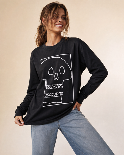 Skull Sketch - Comfort Colors Long Sleeve Premium T Shirt
