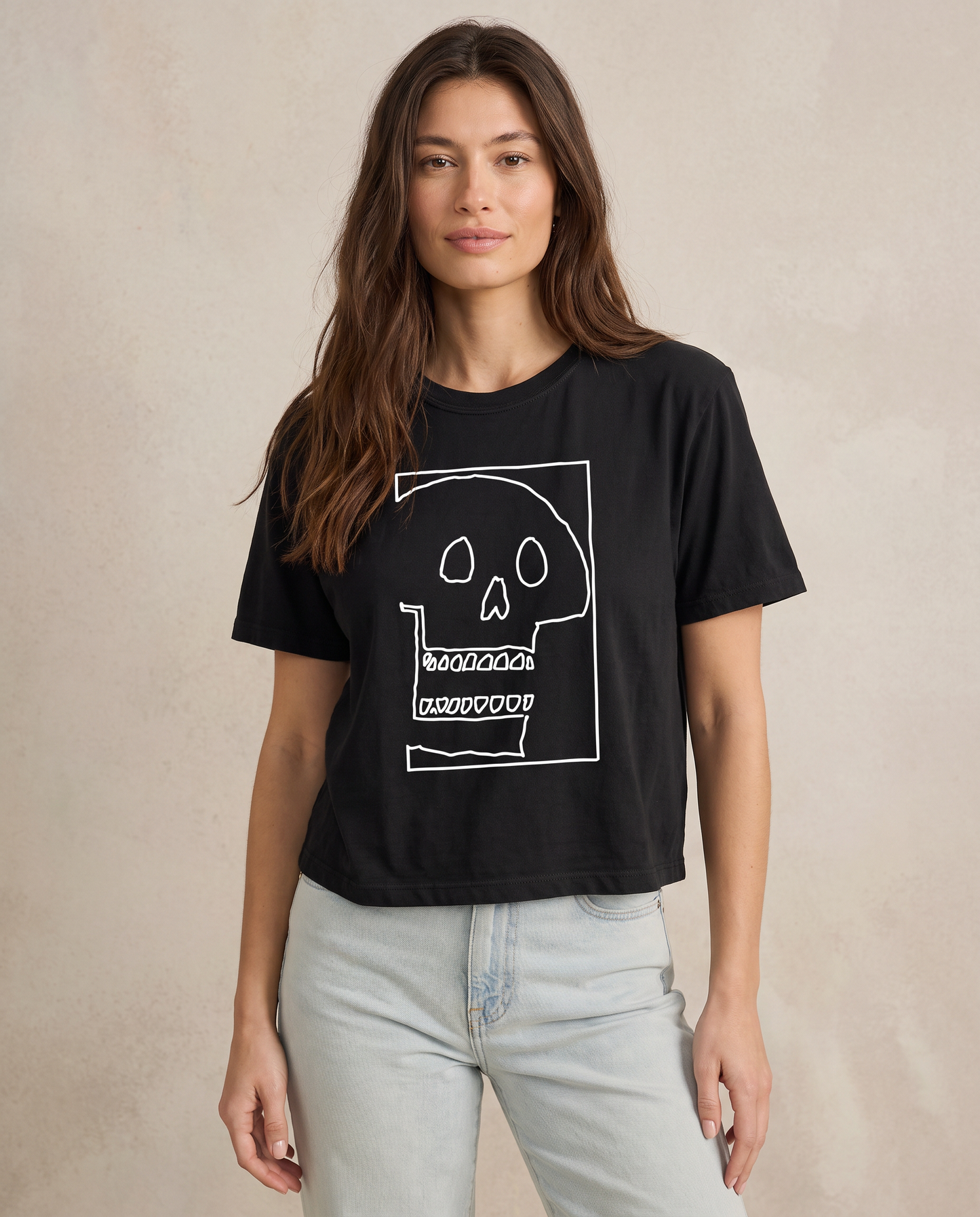 Skull Sketch - Comfort Colors Boxy Cropped Tee