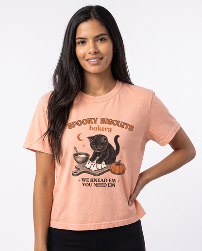 Spooky Biscuit Bakery - Comfort Colors Boxy Cropped Tee