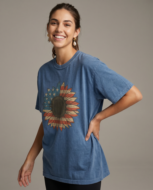 Stars & Stripes Sunflower -  Comfort Colors Relaxed Fit Premium T Shirt