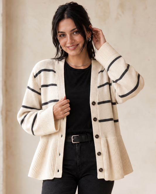 Striped Ribbed Cardigan