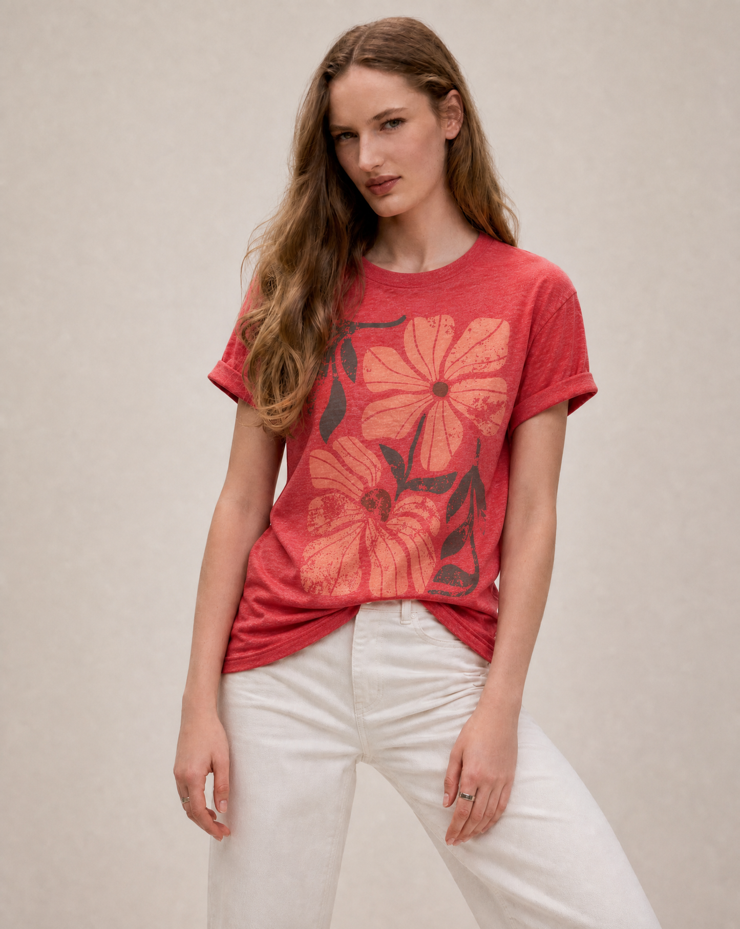 Summer Bloom Distressed Floral - Bella Canvas Super Soft Standard Fit T Shirt