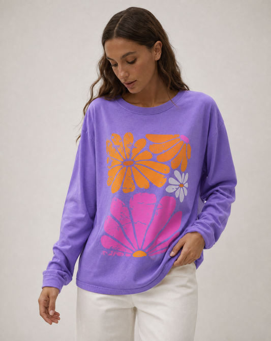 Sunbloom Boho Vintage Floral - Comfort Colors Premium Long Sleeve T Shirt