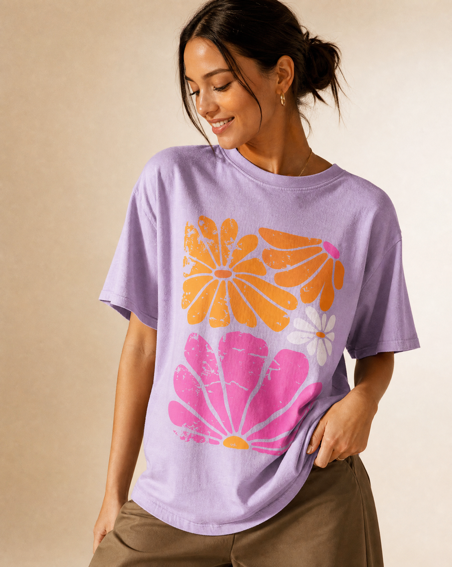 Sunbloom Boho Vintage Floral -  Relaxed Fit Vintage Wash T Shirt