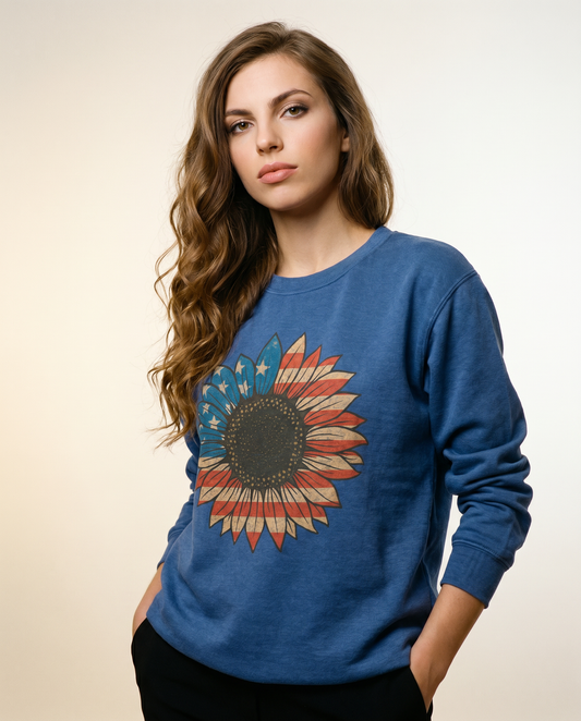 Stars & Stripes Sunflower - Comfort Colors Premium Heavyweight Sweatshirt