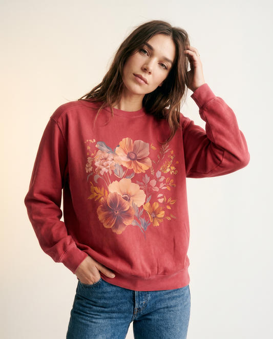 Sunset Floral - Comfort Colors Premium Heavyweight Sweatshirt
