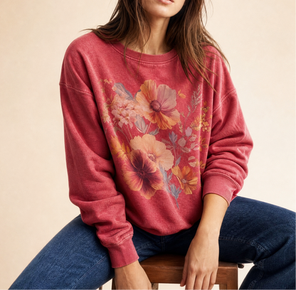 Sunset Floral - Comfort Colors Premium Heavyweight Sweatshirt