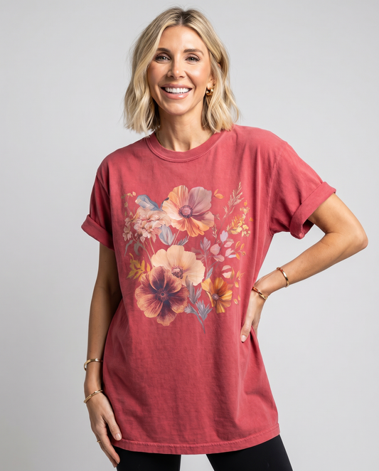 Sunset Floral -  Comfort Colors Relaxed Fit Premium T Shirt