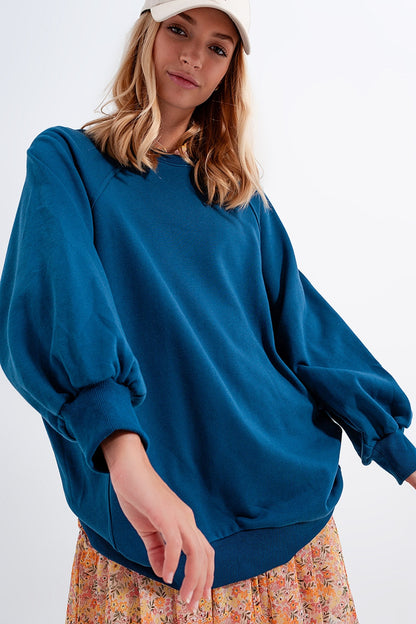 Super Oversized Sweatshirt With Seam Detail in Blue