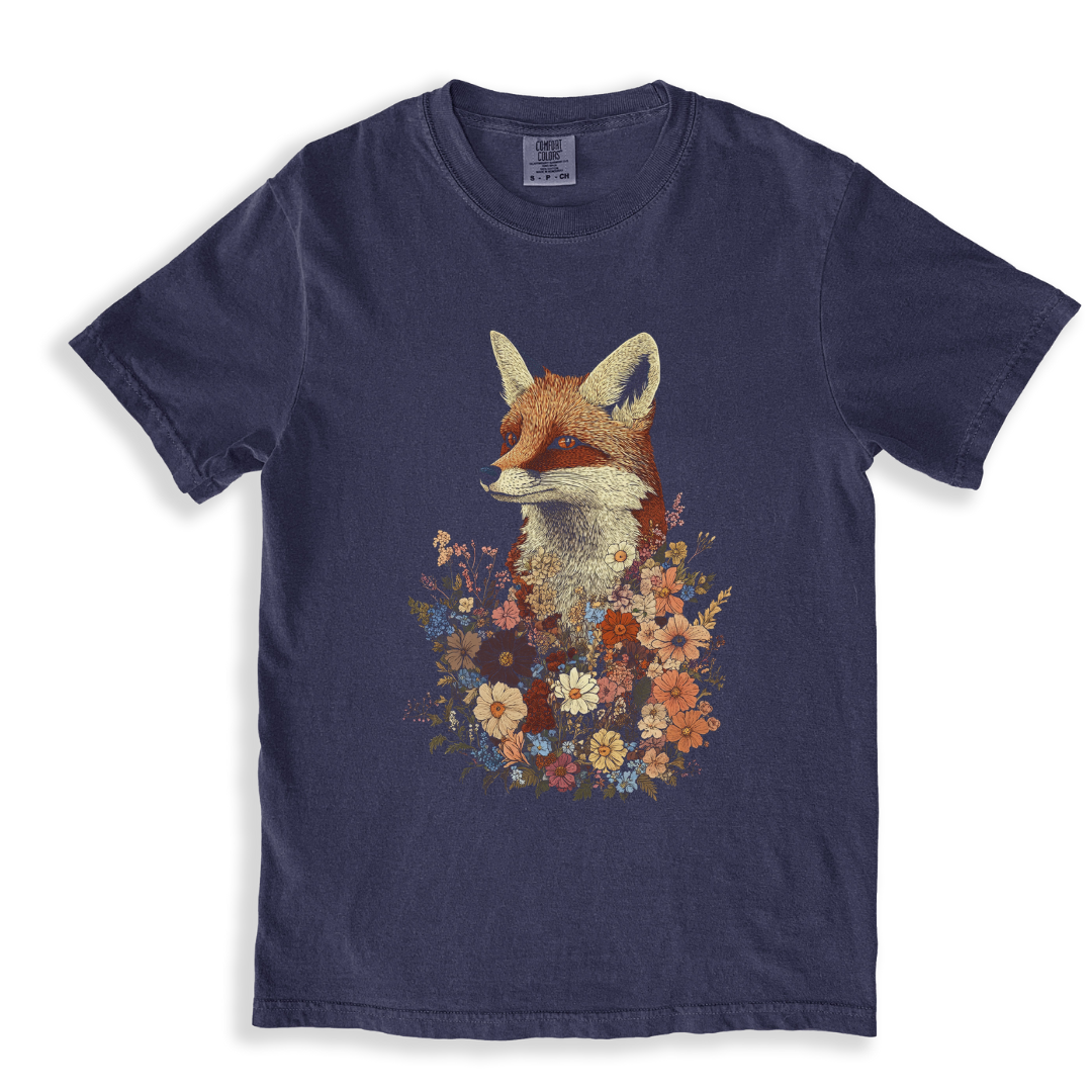 The Folklore Floral Fox - Comfort Colors Relaxed Fit Premium T Shirt