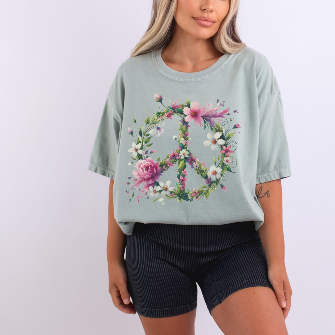Flowers of Peace - Comfort Colors Relaxed Fit Premium T Shirt
