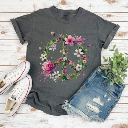 Flowers of Peace - Comfort Colors Relaxed Fit Premium T Shirt