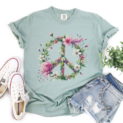 Flowers of Peace - Comfort Colors Relaxed Fit Premium T Shirt