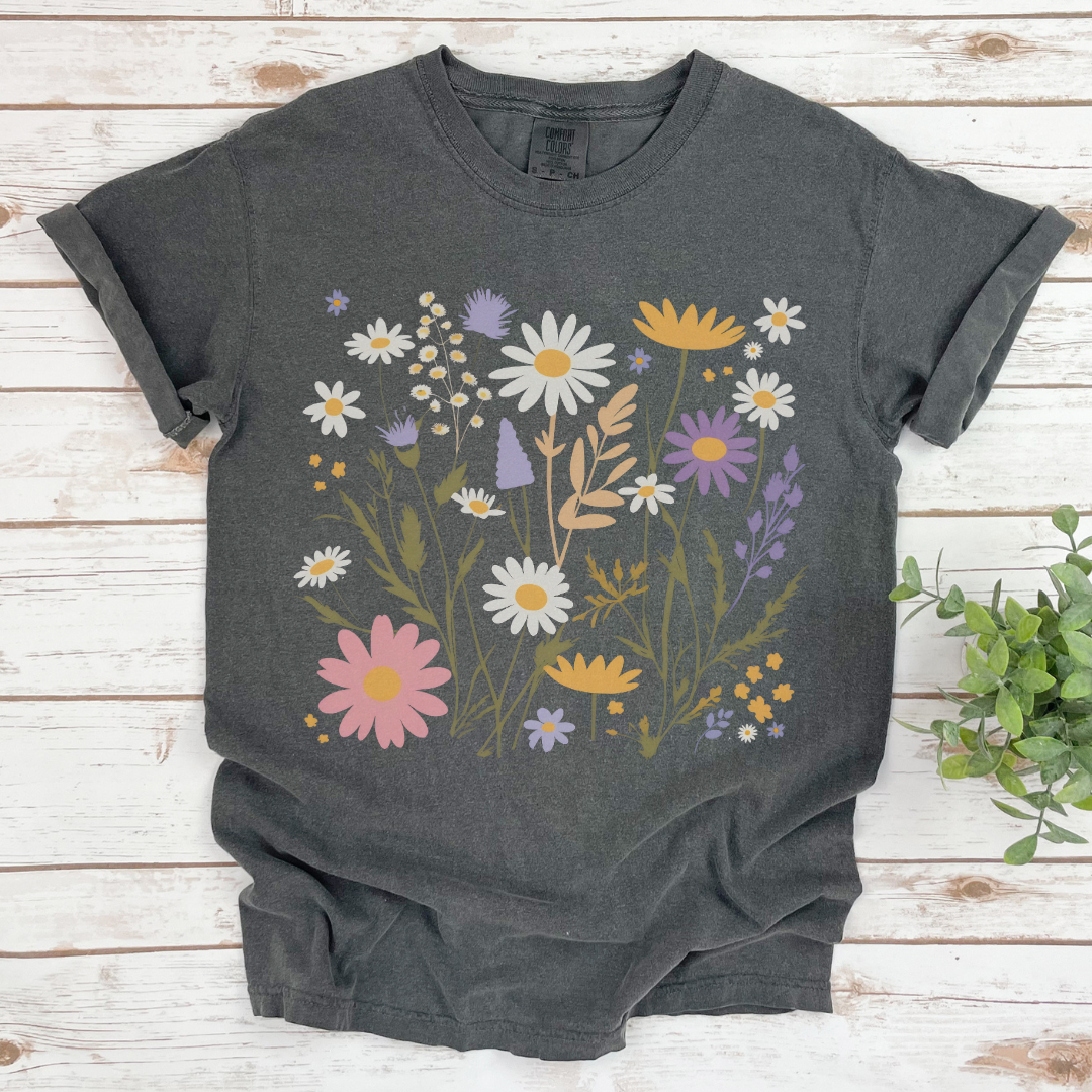 Flower Power Print - Comfort Colors Relaxed Fit Premium T Shirt