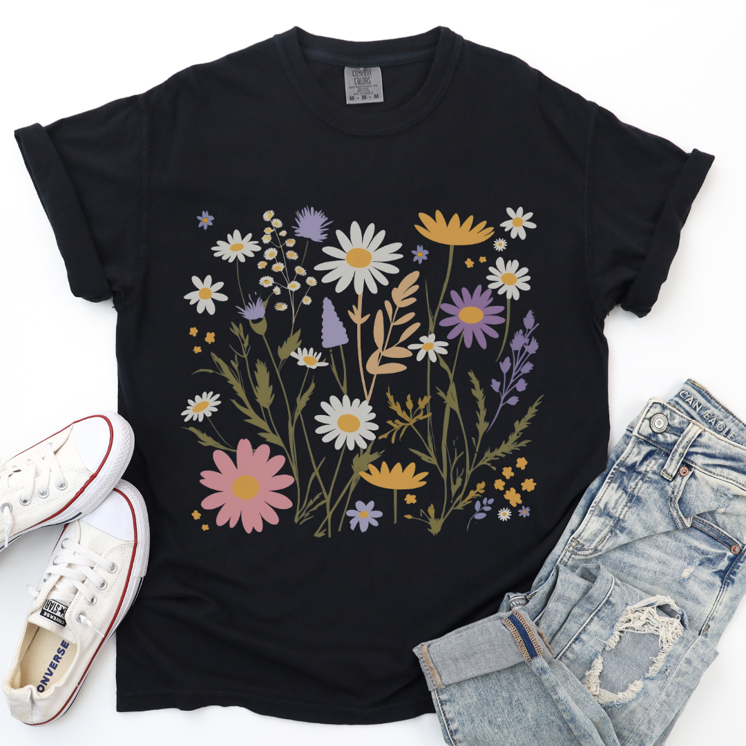 Flower Power Print - Comfort Colors Relaxed Fit Premium T Shirt