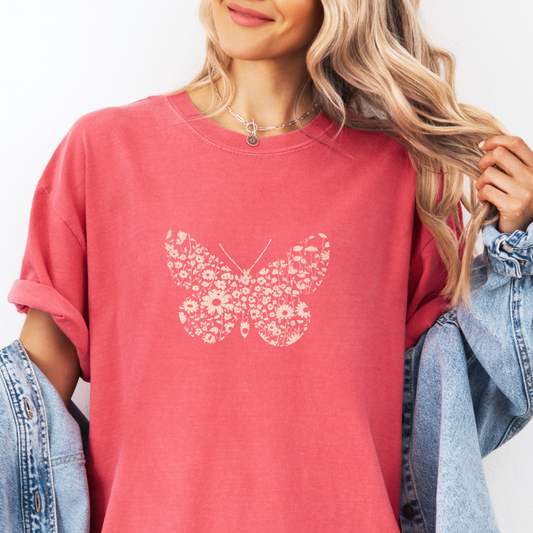 Silhouette Floral Butterfly - Relaxed Fit Premium T Shirt