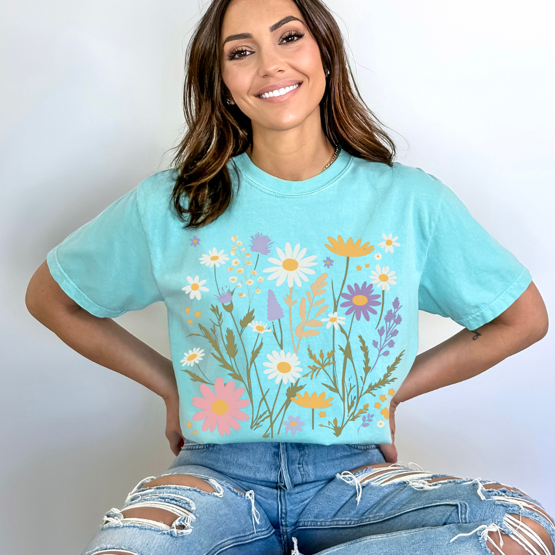 Flower Power Print - Comfort Colors Relaxed Fit Premium T Shirt