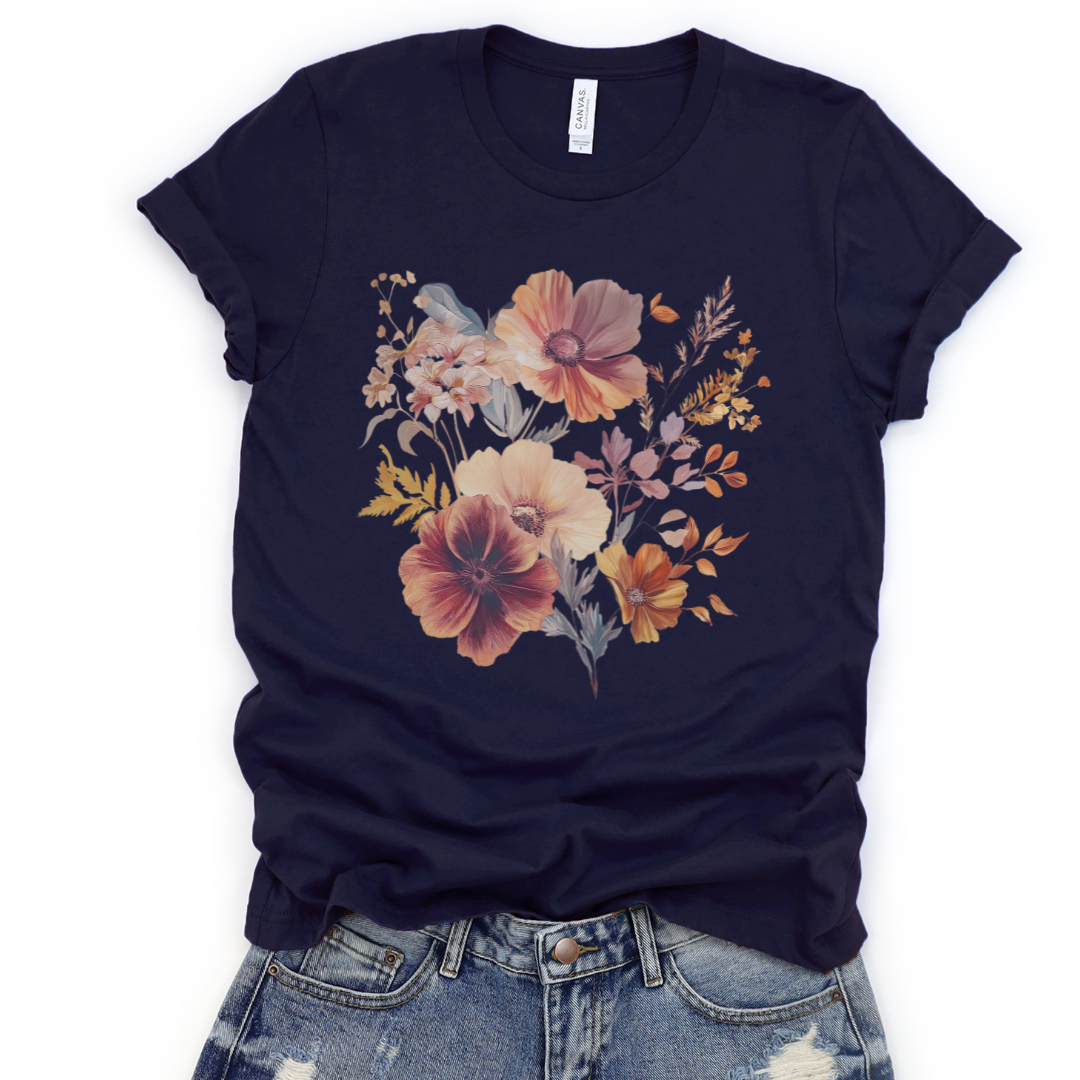 Sunset Floral - Bella Canvas Super Soft Straight Cut T shirt