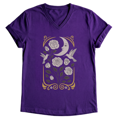 Moonlight Floral - Short Sleeve V Neck
