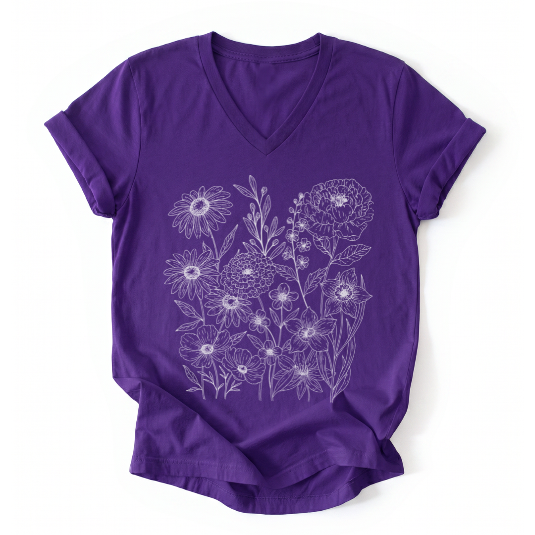 Petal Cartography - Short Sleeve V Neck