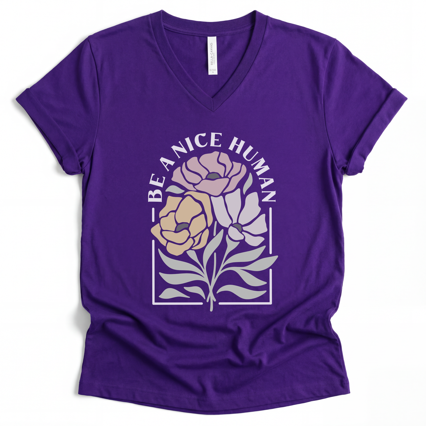 Be A Nice Human - Short Sleeve V-Neck Tee