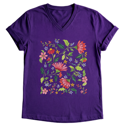 Botanical Bliss - Short Sleeve V-Neck Tee