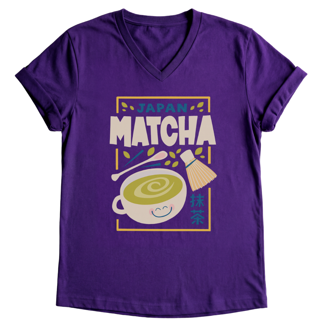 Little Miss Matcha - Short Sleeve V-Neck Tee