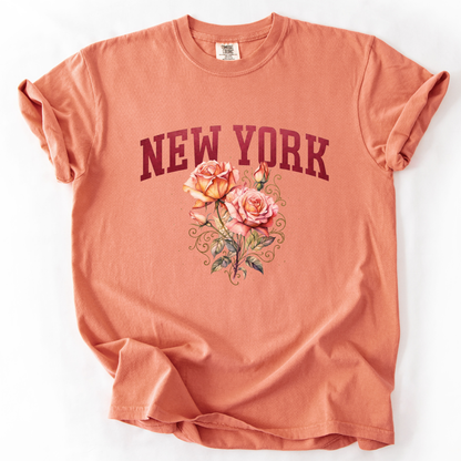 New York Floral - Comfort Colors Relaxed Fit Premium T Shirt