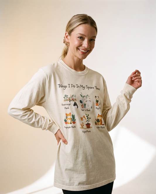 Things I Do In My Spare Time - Comfort Colors Long Sleeve Premium T Shirt