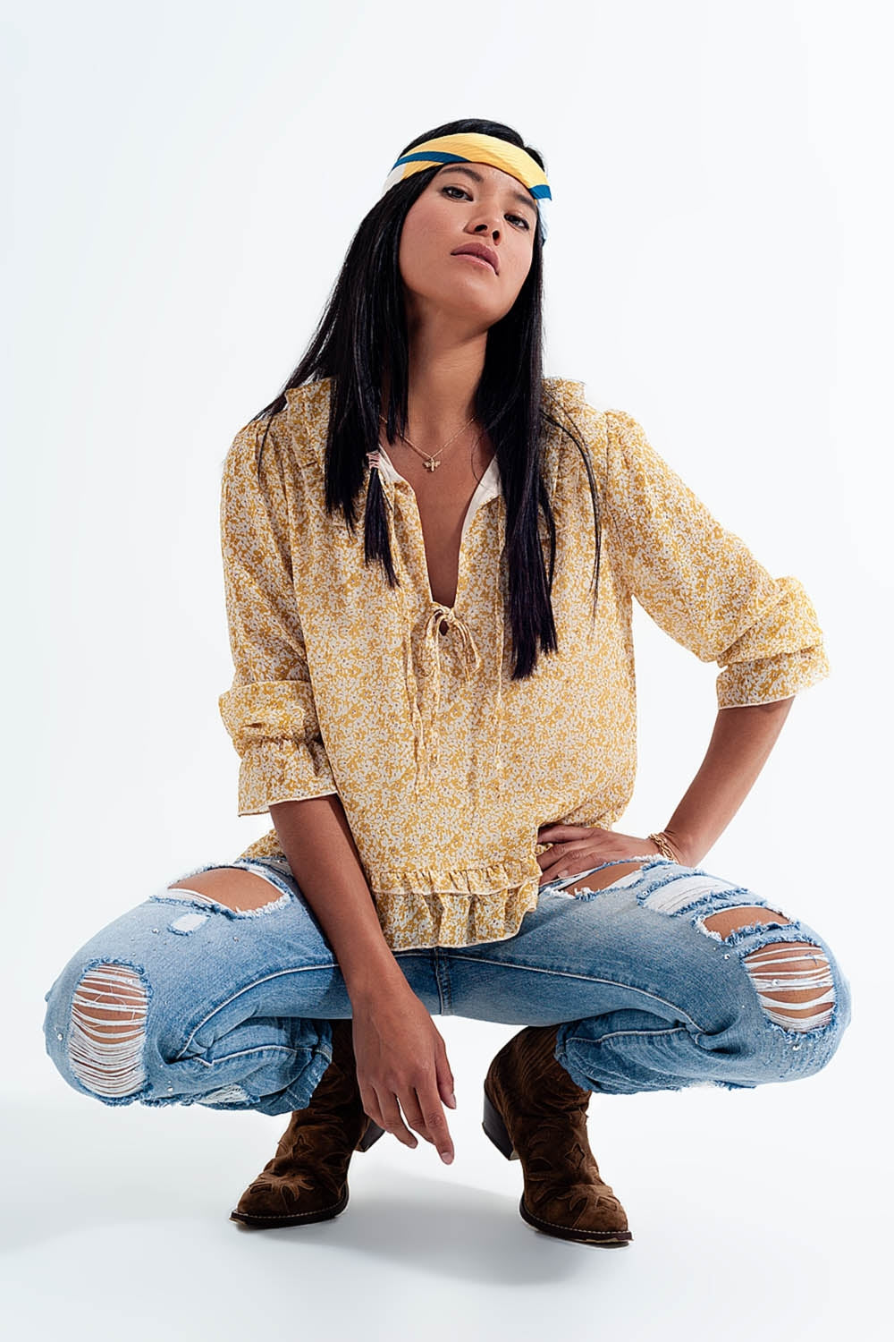 Tie Front Chiffon Blouse