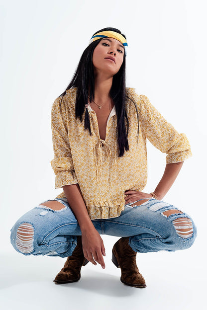 Tie Front Chiffon Blouse