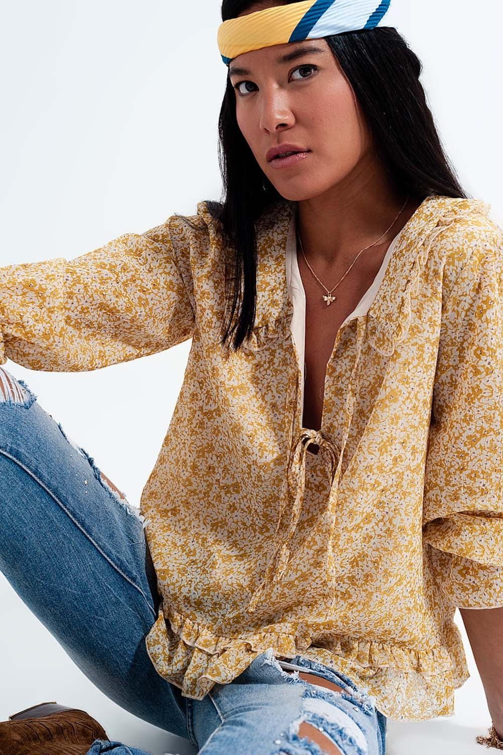 Tie Front Chiffon Blouse