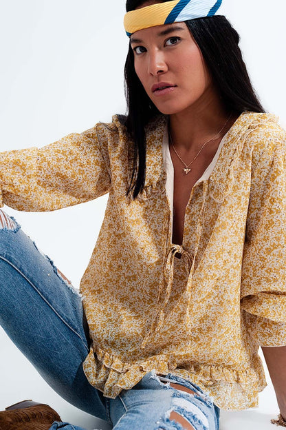 Tie Front Chiffon Blouse