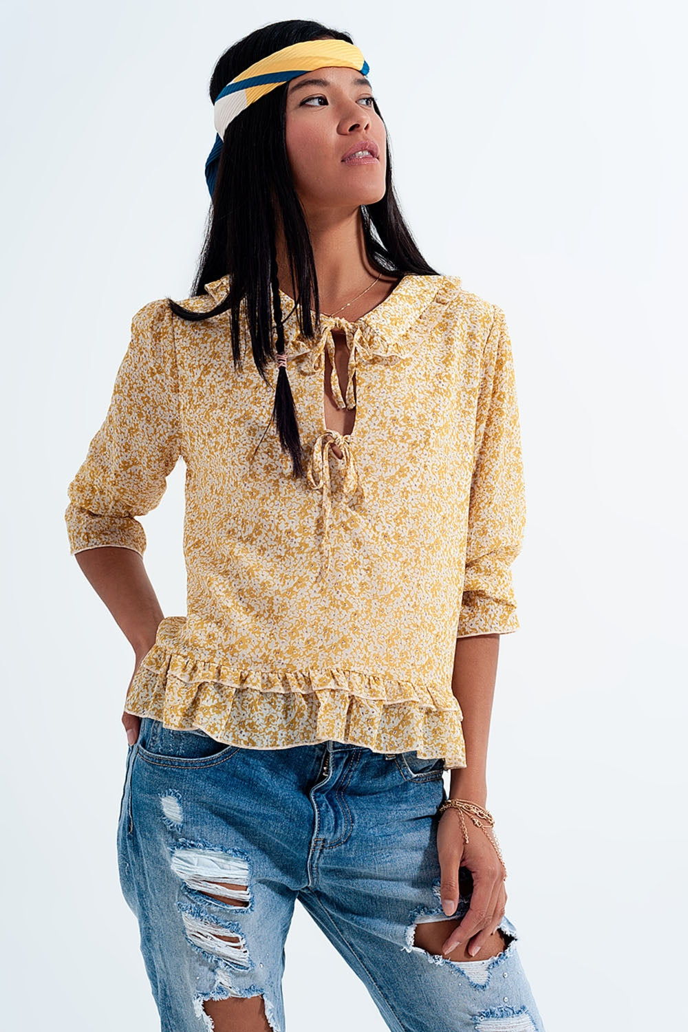 Tie Front Chiffon Blouse