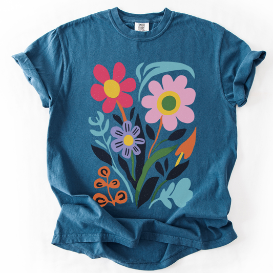 Vivid Floral - Comfort Colors Relaxed Fit Premium T Shirt