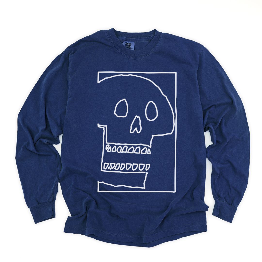 Skull Sketch - Comfort Colors Long Sleeve Premium T Shirt