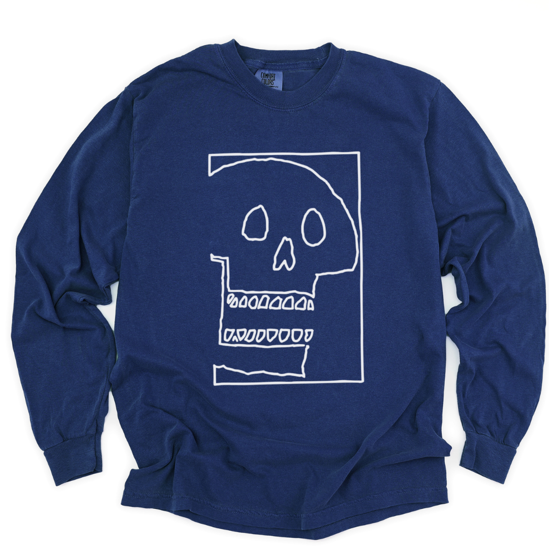 Skull Sketch - Comfort Colors Long Sleeve Premium T Shirt