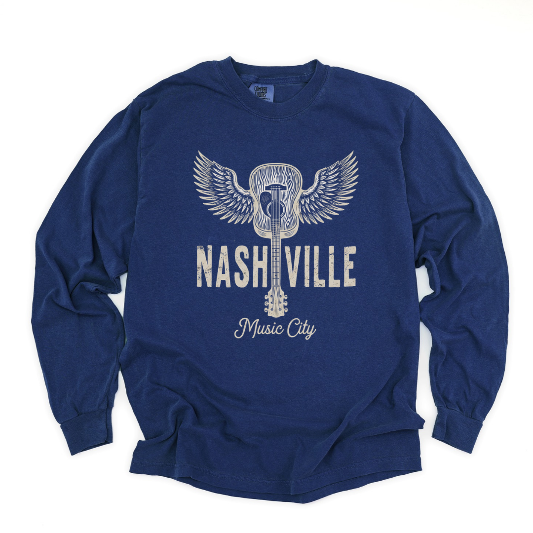 Nashville Music City - Comfort Colors Long Sleeve Premium T Shirt