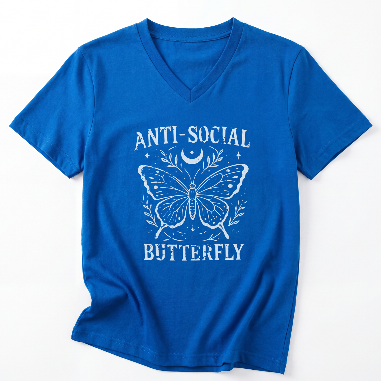 Anti - Social Butterfly - Short Sleeve V-Neck Tee